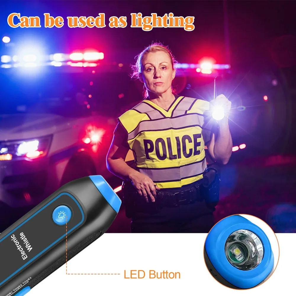 Portable 3 Volume Levels Electronic Whistle LED Light Lanyard Included Handheld Electric Whistle Emergency Whistle For Coaches