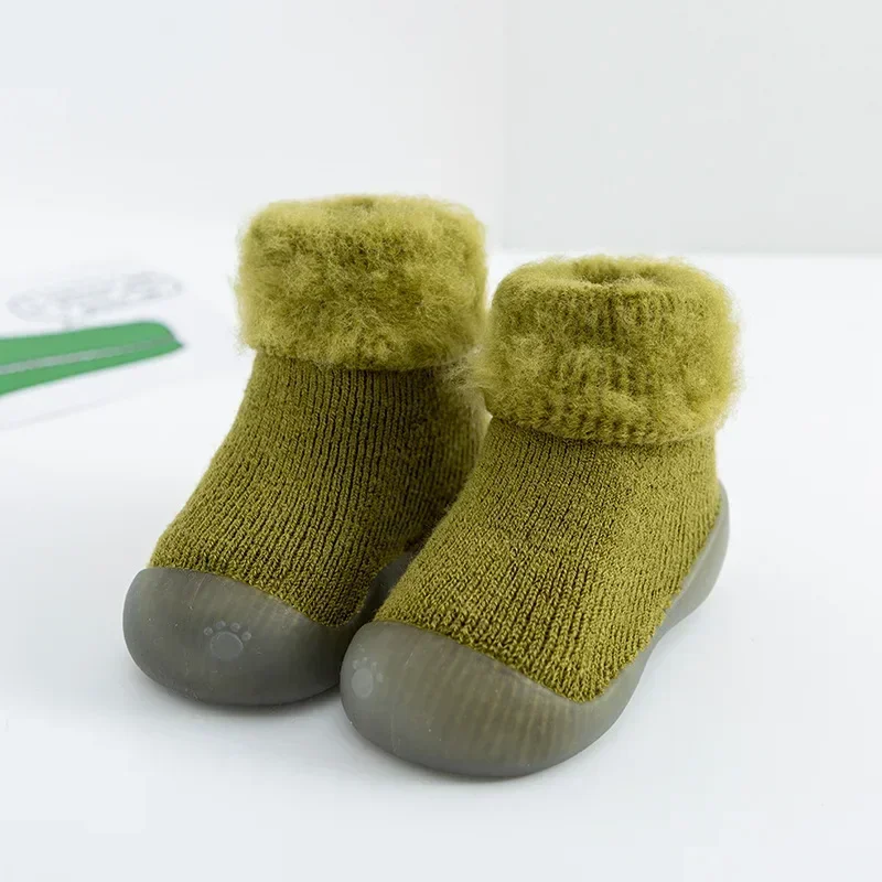 Зимние Нескользящие мягкие искусственные туфли, утолщенные и теплые Новые Детские утепленные туфли для малышей