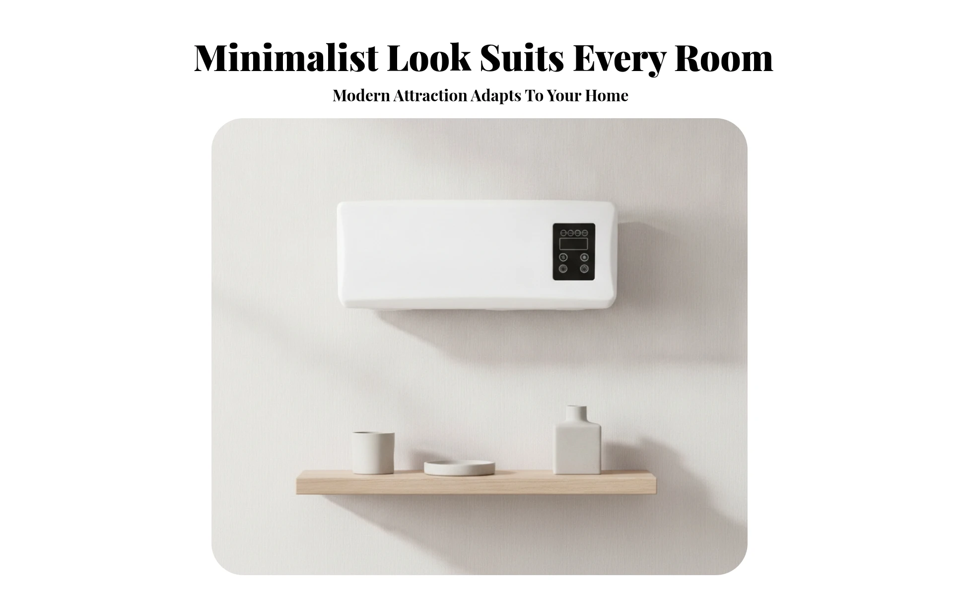 Wall-Mounted Electric Heater Rectangular Electric Wall Heater Home Heating White Housing Black Control Panel Wall-Mounted Electric Heater Rectangular Electric Wall Heater Home Heating White Housing Black Control Panel