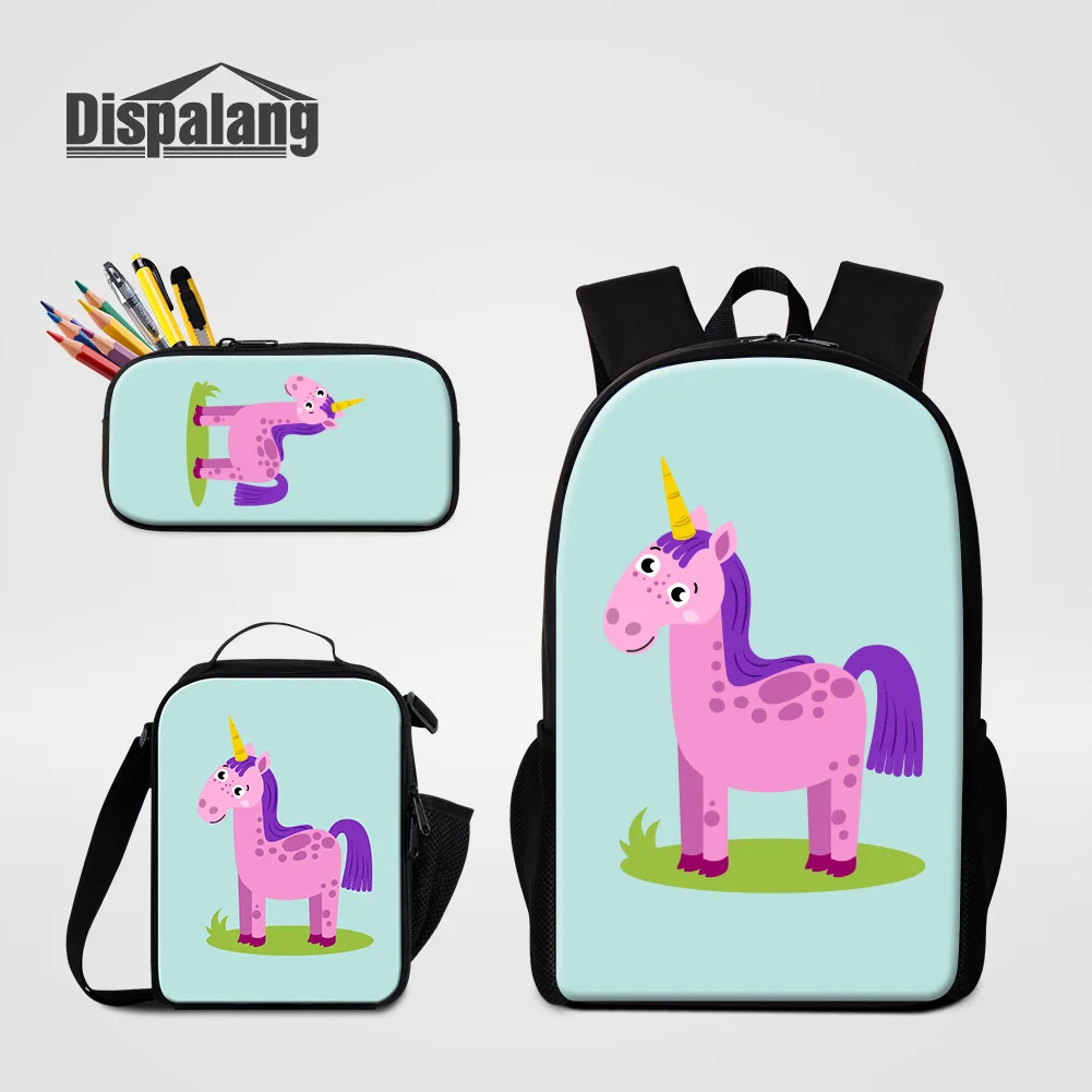 

Dispalang Cute Cartoon Fox Unicorn Tiger Zebra Printed School Bags For Children Animal Zip Pencil Case Girls Food Bag For School