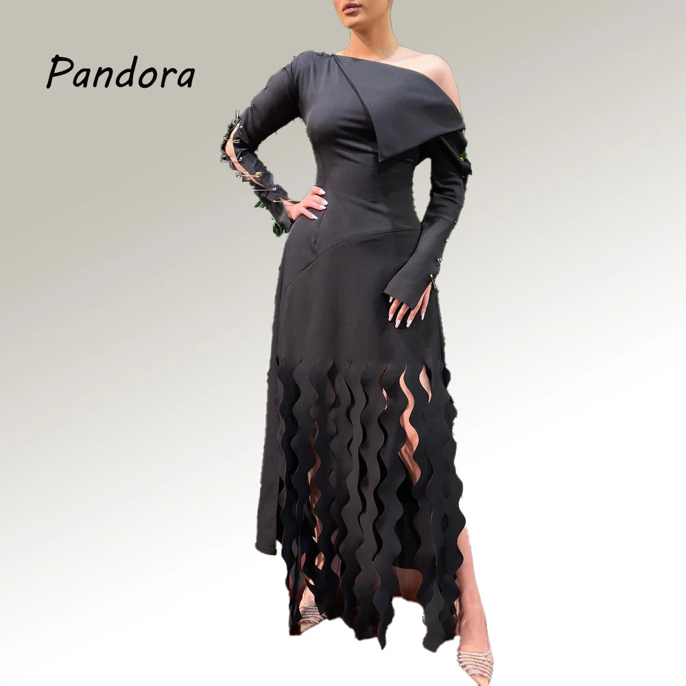 

Pandora Elegant women's ankle-length long sleeve formal Occasion dress A line boat -neck Birthday Wedding Party Evening gown