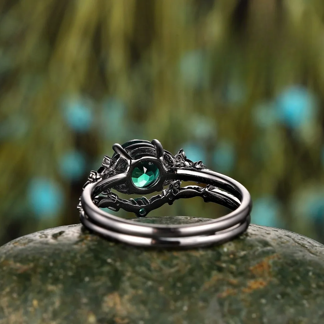 خاتم زركونيا مكعب زمردي مرصع باللون الأسود الفاخر، مجوهرات إكسسوارات نسائية كلاسيكية مبتكرة لحفلات الزفاف الجديدة المبهرة