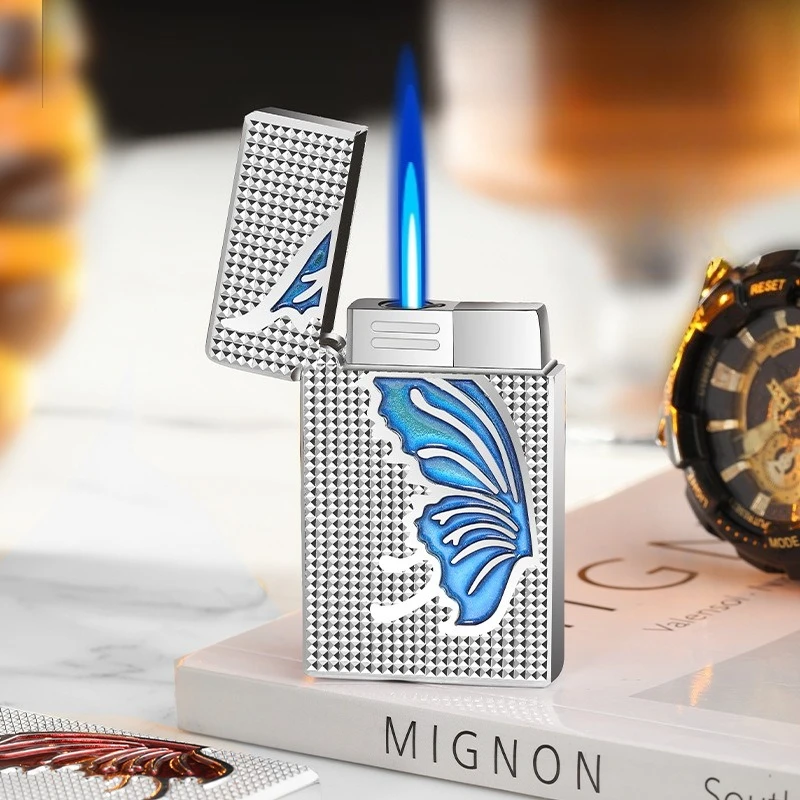 Creative Butterfly High-looking Straight Lighter, Windproof Metal Loud Sound Cigarette Lighter for Men and Women