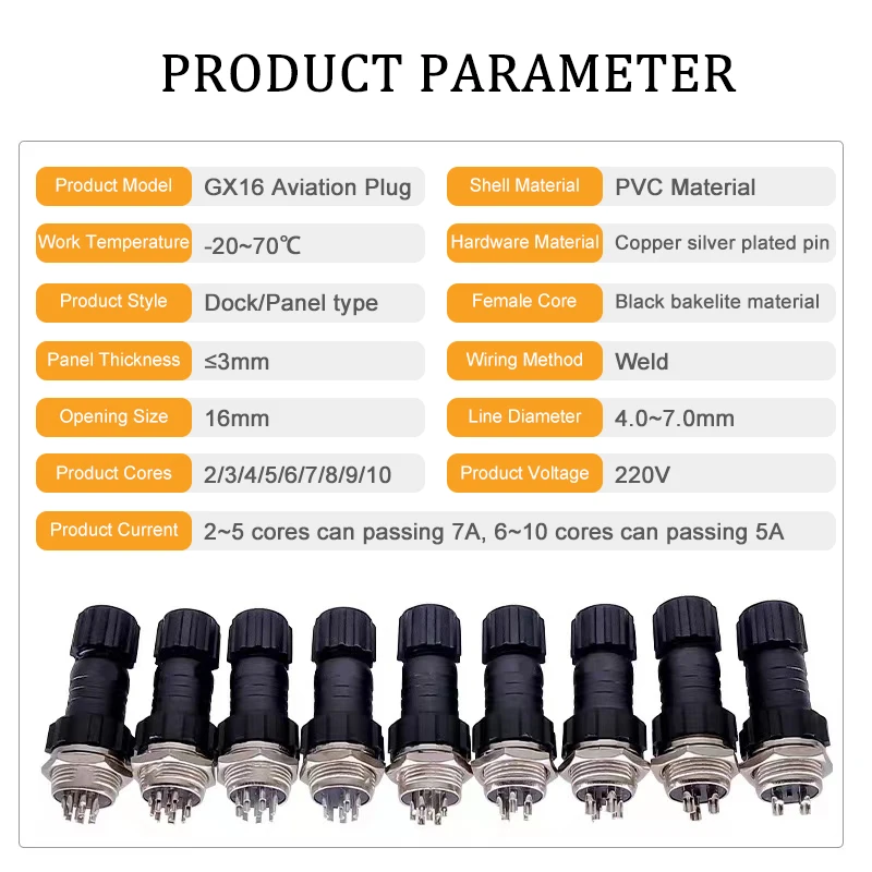 5/20/100Sets GX16 Even Joint Waterproof Aviation Plug 2/3/4/5/6/7/8/9/10 Pin Sensor Encoder Connector Welded Connector Socket