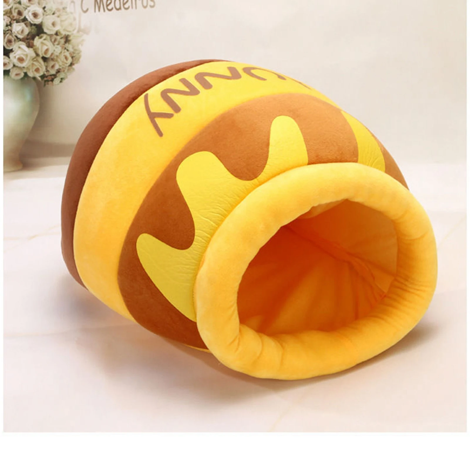 Cat Bed House Cat Cave Bed Pet Sleep Bed Cat Cave Bed Warm Soft Removable Cushion Honey Pot Shape Cute Pet Bed House for Puppy