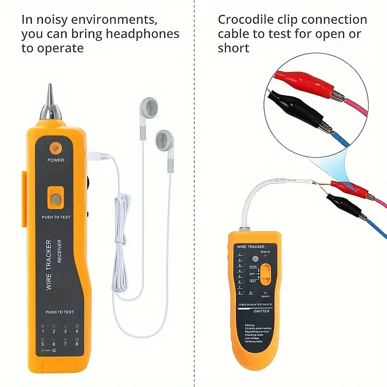 Testador de fio rj45 rj11 cabo rastreador linha localizador multifuncional fio rastreador ethernet lan rede cat5 cat6 com fone de ouvido para cabo