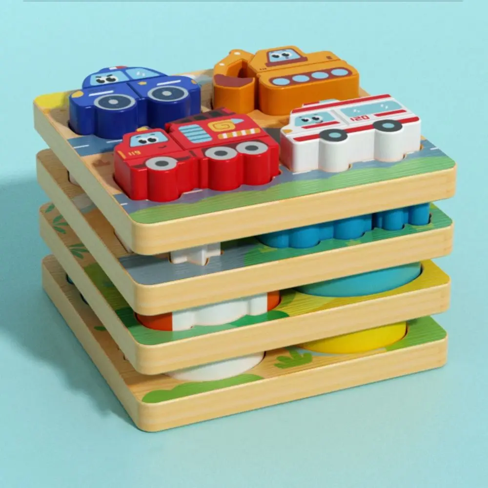 Puzzle animali 3D 4 in 1 Giocattoli Personaggio Montessori Blocchi in legno che cambiano il volto Pensiero logico Gioco di abbinamento di forme interattive