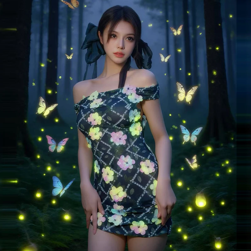 Vrouwen Stage Catwalk Jurk Pailletten Bloem Feestjurken Zanger Jazzdans Kostuum Festival Outfit Bar Nachtclub Kleding XS10536