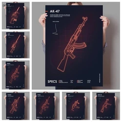 Ak 47 ,Famas Cs Go Neon Gun Canvas Print Posters Cool Gun Cs Go Neon Weapons Mural Canvas Wall Art Poster Home Room Decor Gifts