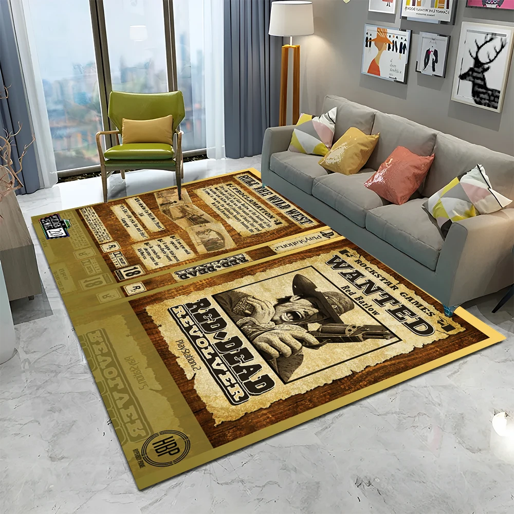 Red Dead Revolver Game Gamer Cartoon Carpet Rug for Home Living Room Bedroom Sofa Doormat Decor,kids Area Rug Non-slip Floor Mat