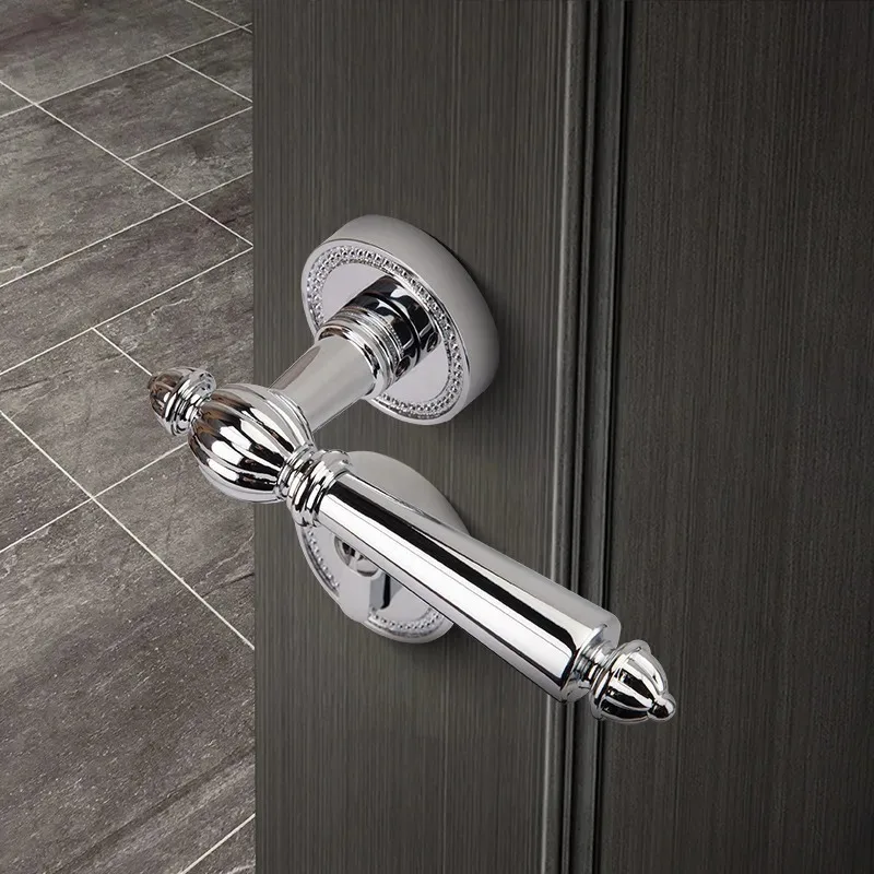 

Classic all-copper bedroom door lock, light luxury silver room wooden door split copper handle silent door lock