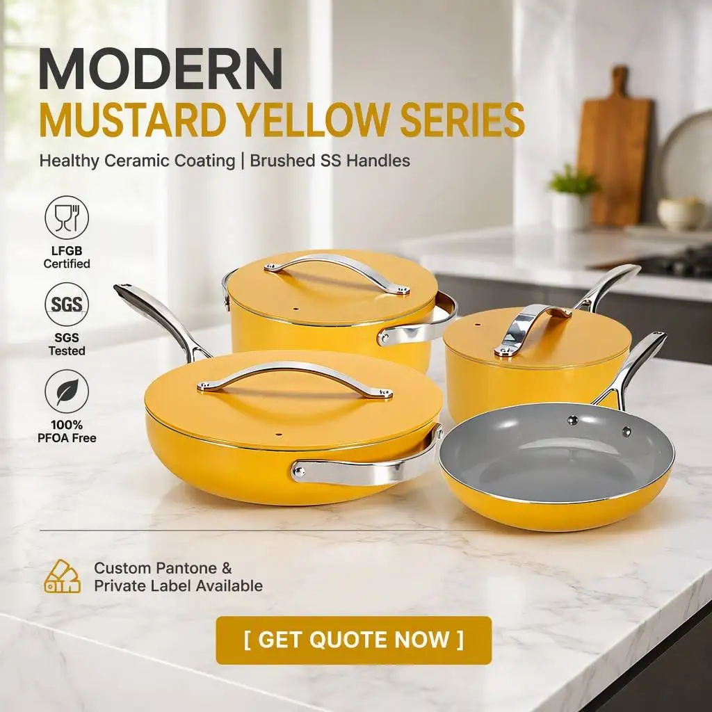Custom Manufacturer Wholesale Hot Sale 7pcs Nonstick Ceramic Coating Cookware Set Classic Eco-Friendly For Kitchen Restaurant Co
