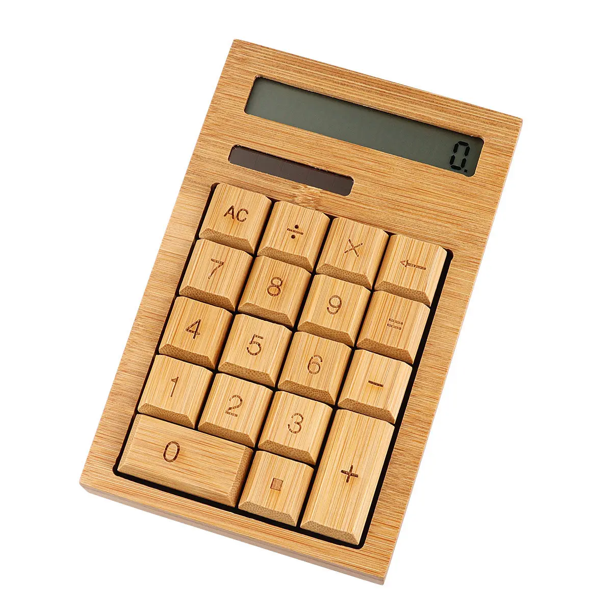 Solar Calculator Bamboo Material Compact Portable Lightweight Useful for Office Home School Electronic Calculator