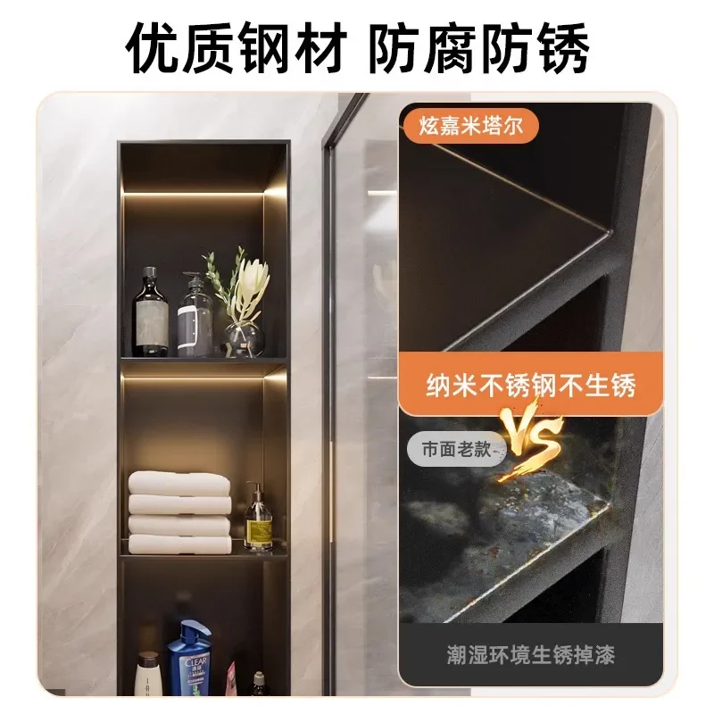Stainless Steel Bathroom Niche Wall Mounted Shower Shelf Recessed Storage Rack for Soap Shampoo Organizer Modern Home Decor