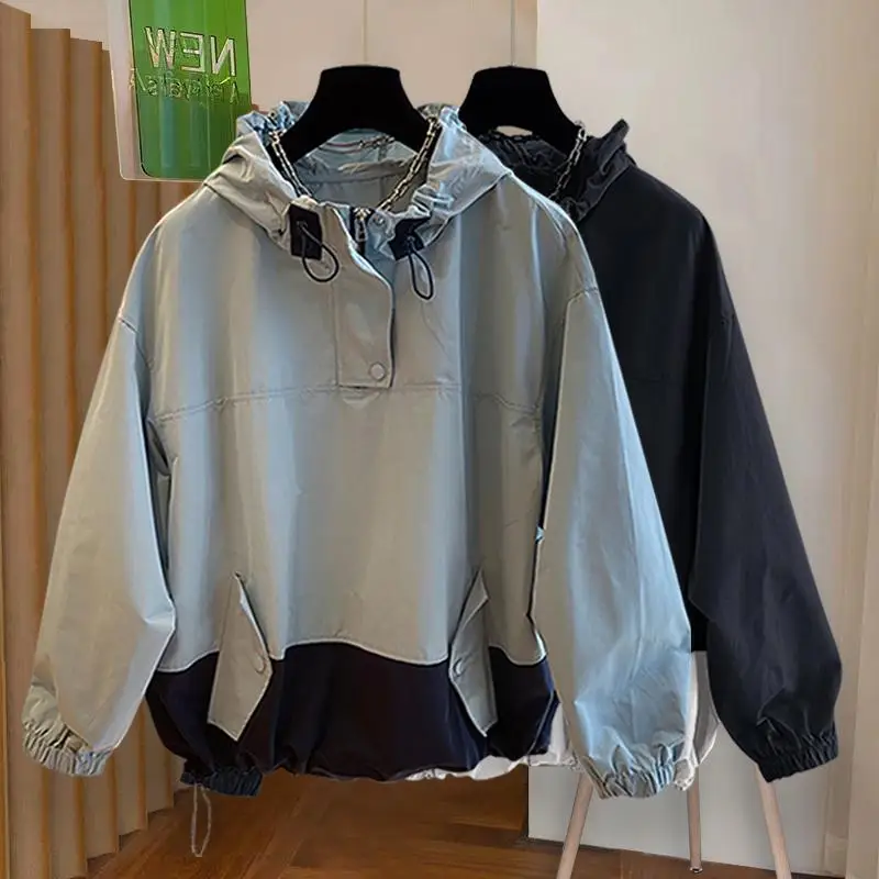 

Новая модная куртка-худи унисекс с цветными блоками, осенняя, свободного кроя, из полиэстера, для активного отдыха и работы