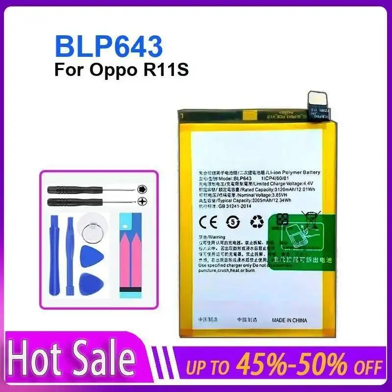 High Capacity 3205Mah Mobile Phone Battery For Oppo R11S Stable Power Supply BLP643 