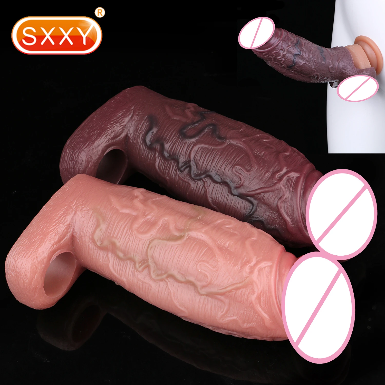 SXXY ذكر سيليكون دسار القضيب كم الانتصاب تعزيز القضيب توسيع تأخير القذف الجنس لعب الكبار