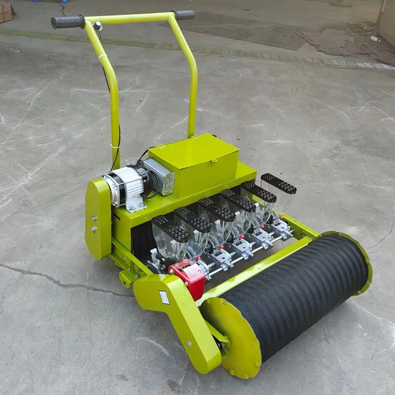 

Hand push electric greenhouse vegetable planter white medicinal material small multi-functional gasoline engine fine seeder
