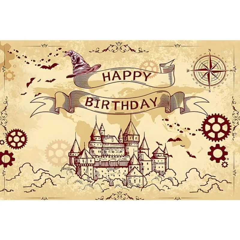 ماجيك كاسل مدرسة حفلة عيد ميلاد ديكور خلفية الساحر هالوين الاطفال استحمام الطفل لوازم الحفلات راية صور الدعائم #5