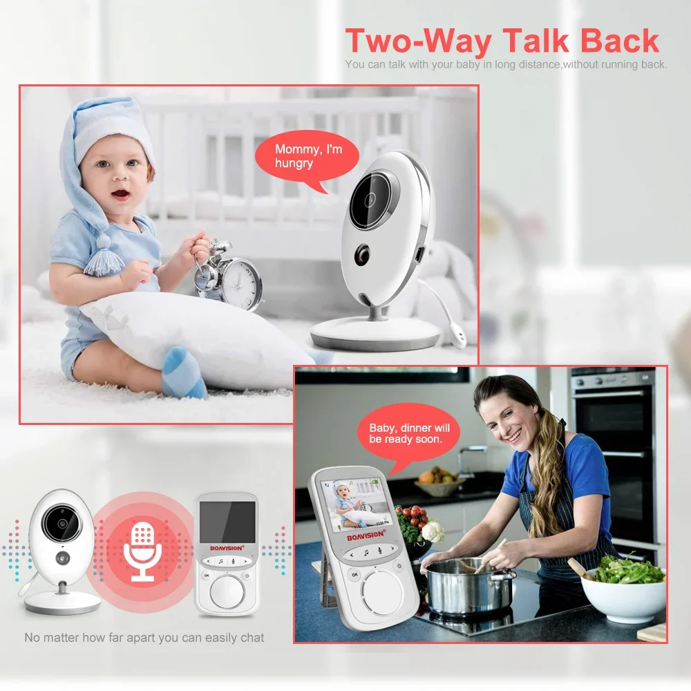 Wireless VB605 Radio LCD Audio Video Baby Monitor Nanny Music Intercom IR 24h Portable Baby Camera Baby Walkie Talkie Babysitter