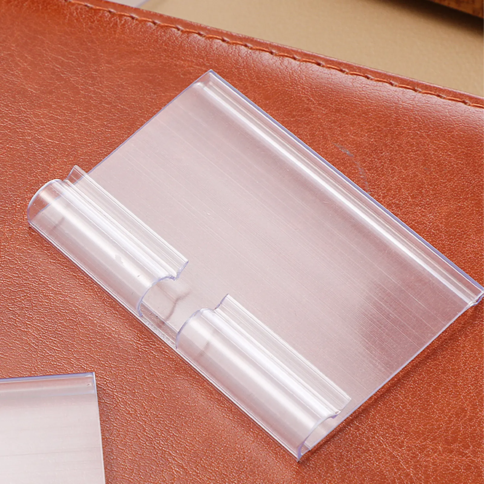 60Pcs Clear PVC Price Label Holder Sign Display Stand Clip-on Shelf Mount for Supermarket Store Restaurant Merchandise Sign