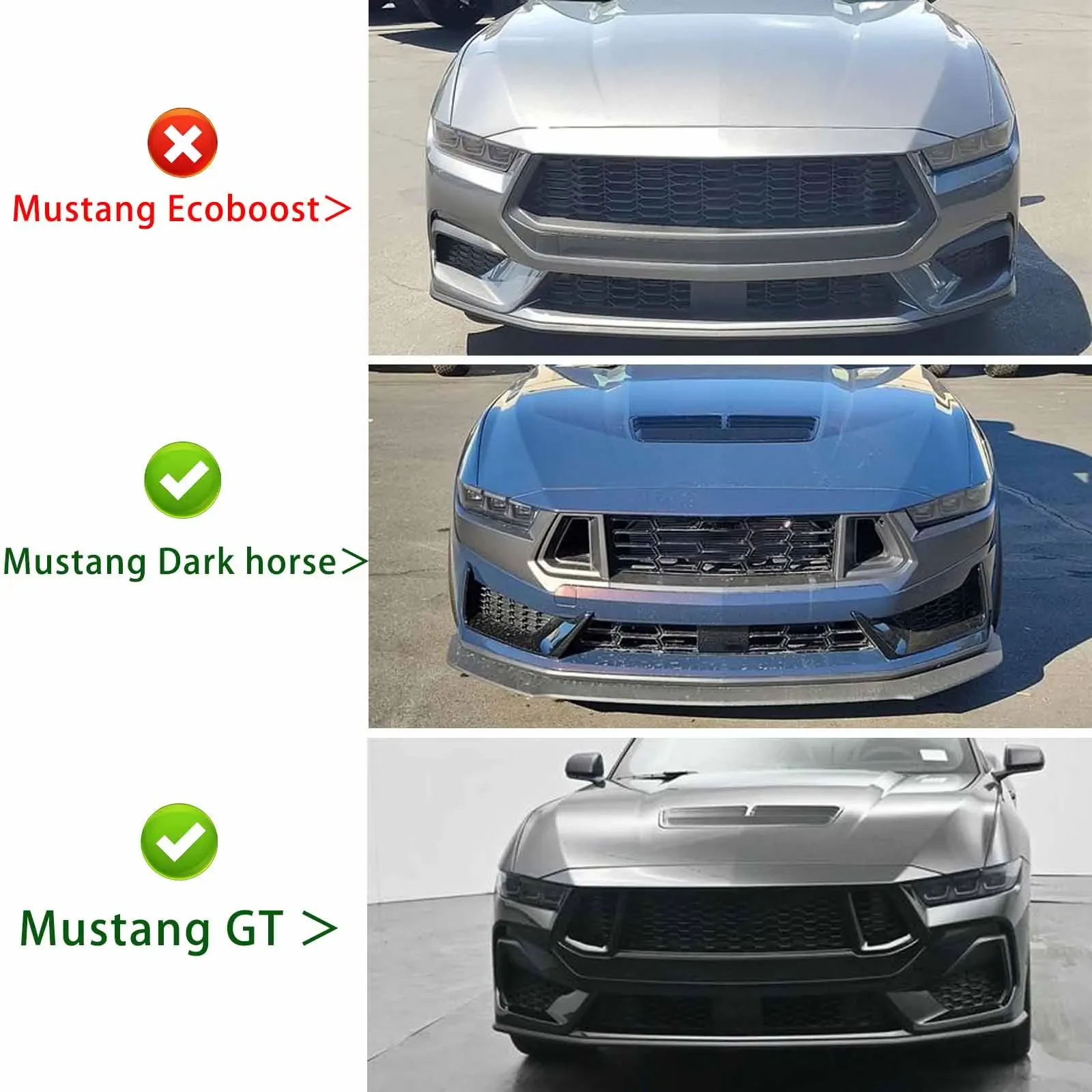 Replacement Shelby Style Car Hood Air Vent For Ford Mustang GT Darkhorse 2024-2025 ABS Plastic Carbon Fiber Painted Glossy Black