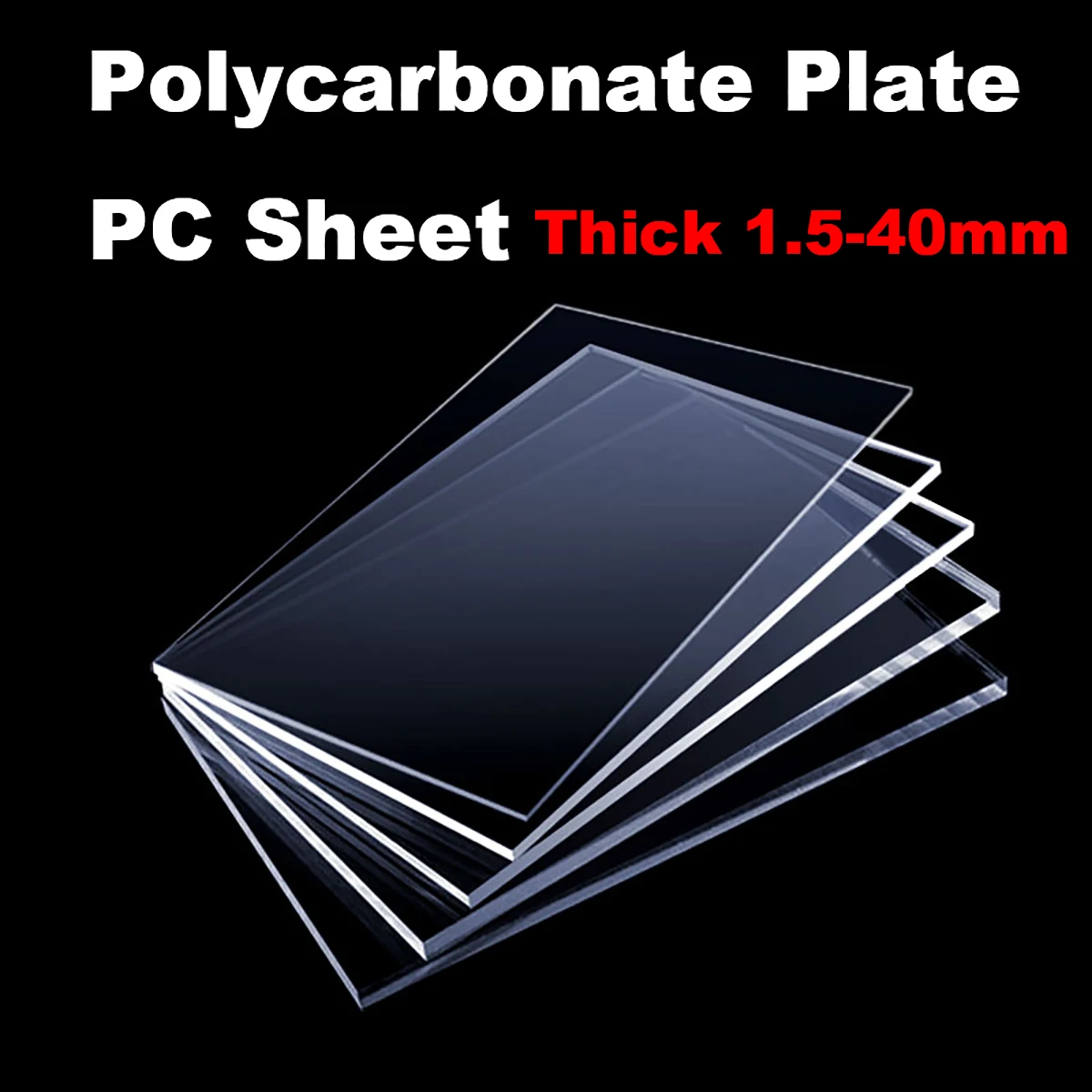 Thick 1.5-10mm PC Sheets Polycarbonate Plate Transparent Board 210x297 100x200 150x200 200x200 200x300 300x300 300x400 400x400mm