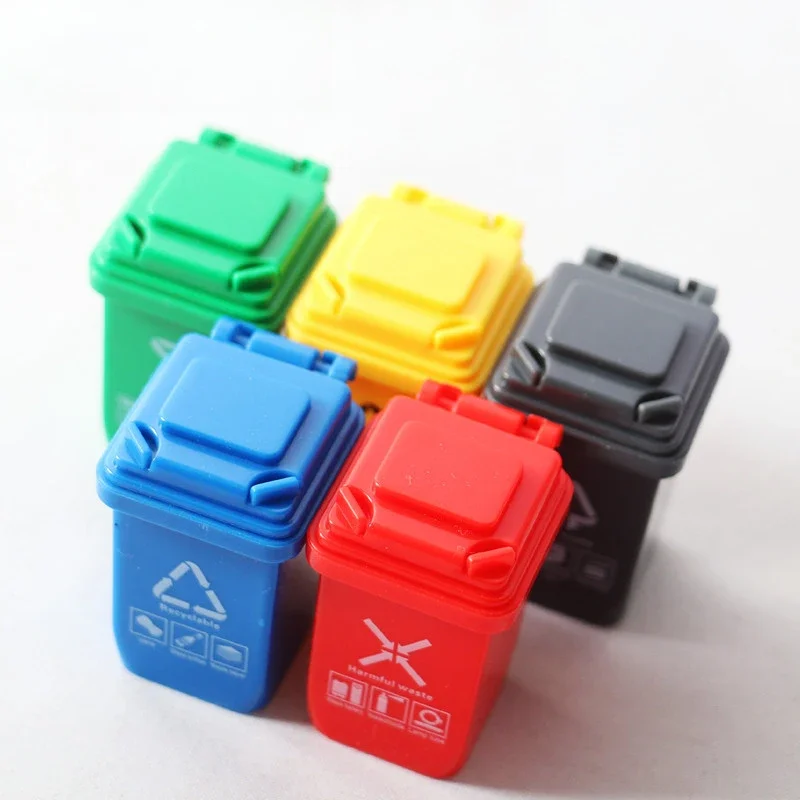 5 قطعة/المجموعة/مجموعة من دلو فرز القمامة الصغيرة، سلة المهملات الصغيرة، دعائم تزيين لبيت الدمى، ملحقات دعائم التصوير #1