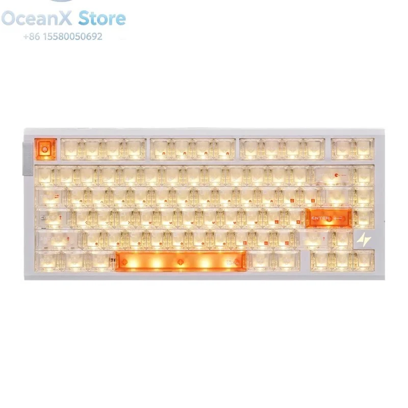 New Hall Effect Esports Mechanical Keyboard, Aluminum Frame Wired RGB Backlit 81 Keys Gaming Keyboard