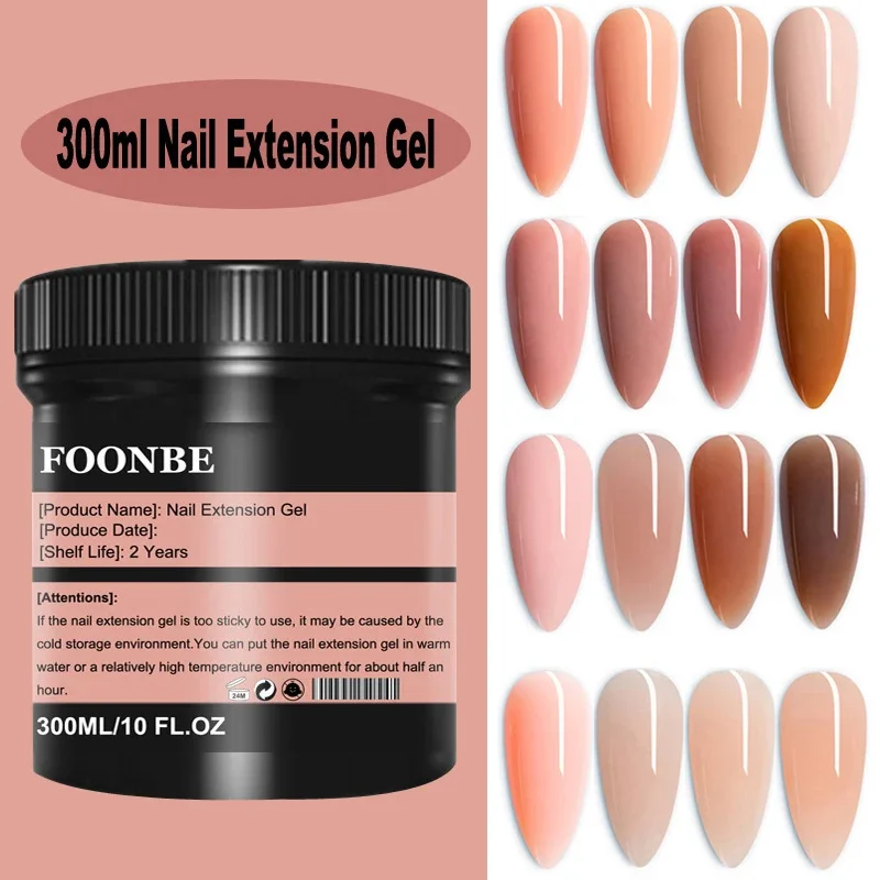 

300ML Acrylic Gel For Extension Clear Pink Glitter Quick Finger Extending Soak Off Poly Nail Gel Polish Nails Art Jelly Nude