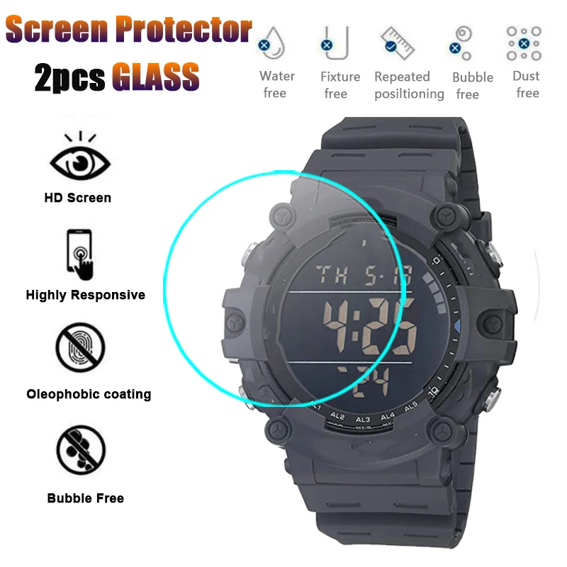 2PCS Tempered Glass For AE-1500 AE-1500wh AE1500 HD Clear Screen Protector Water-proof Protective Film Watch Accessories