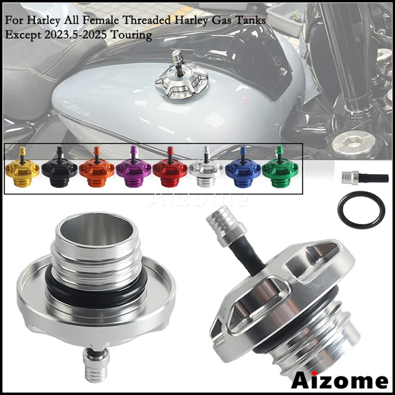 

CNC Aluminum Vented Threaded Fuel Gas Cap Motorcycle Tank Cover For Harley All Female Threaded Tanks Except 2023.5-2025 Touring