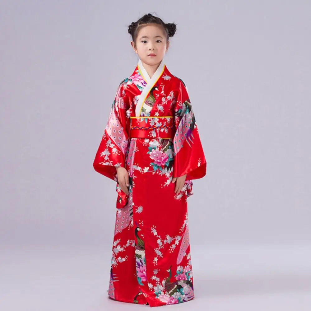 

Printed Floral Children Traditional Japanese Kimono Japanese Style Asian Sakura Girl Kimono Dress Elegance New