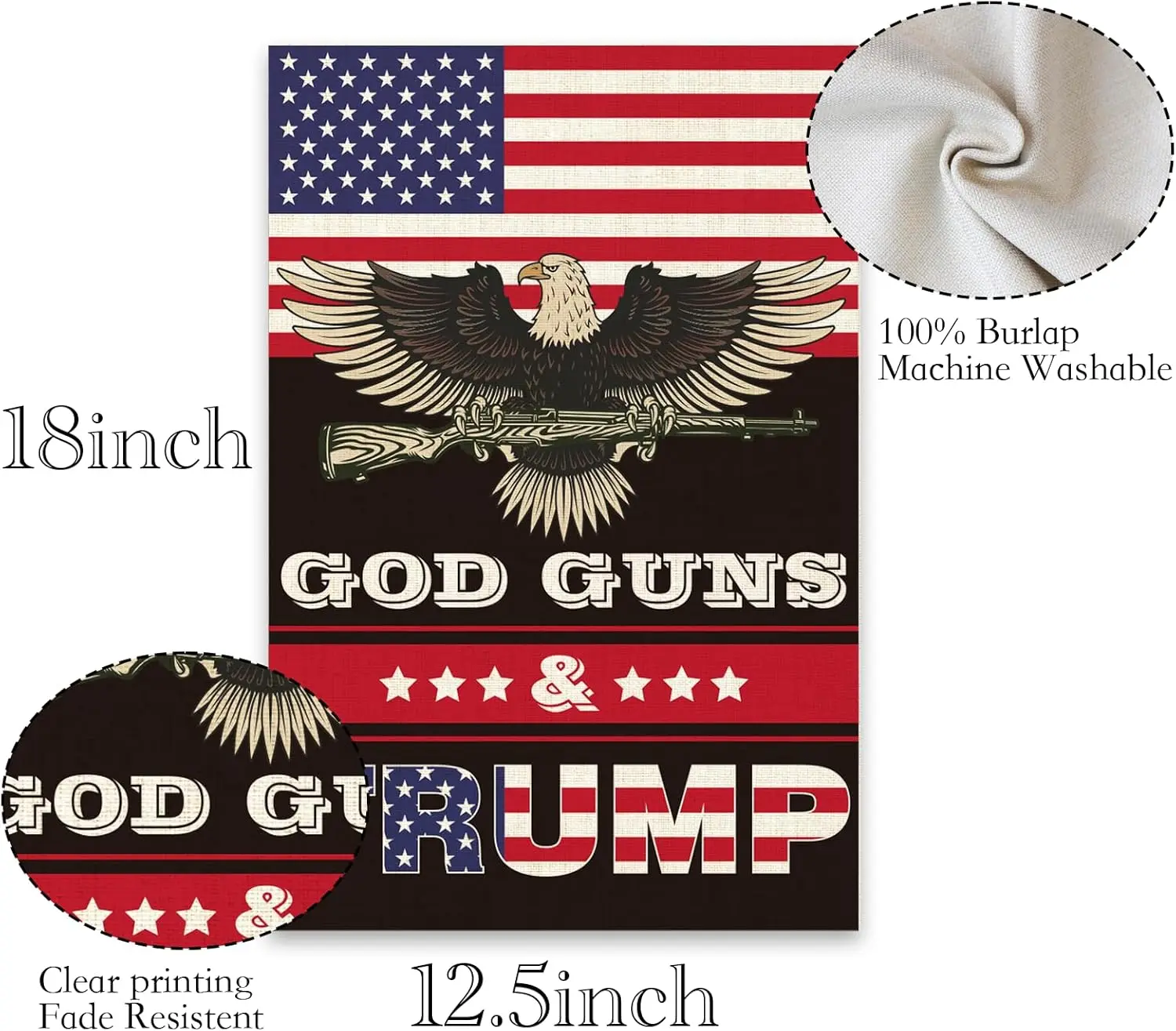 God Guns & Trump Garden Flag - Trump Garden Flag Vertical Double Sided Patriotic USA Flag - American President Election Yard