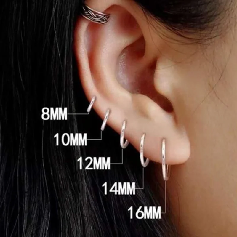 8/10/12/14/16/18/20Mm Huggies Hoop Earring For Women Helix Hoop Earring Cartilage Jewelry Lobe Hoop Earrings Trgaus Ear Circle