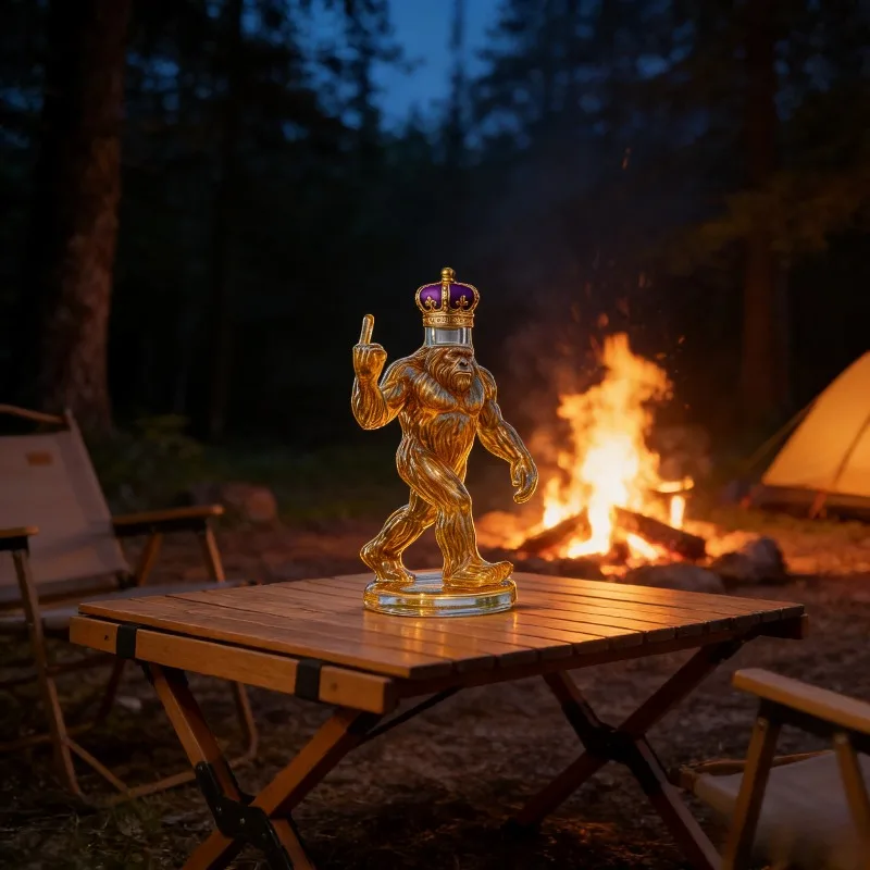 Funny Bigfoot Crown Whiskey Decanter, Novelty Glass Liquor Bottle for Home Bar & Gifting view 3