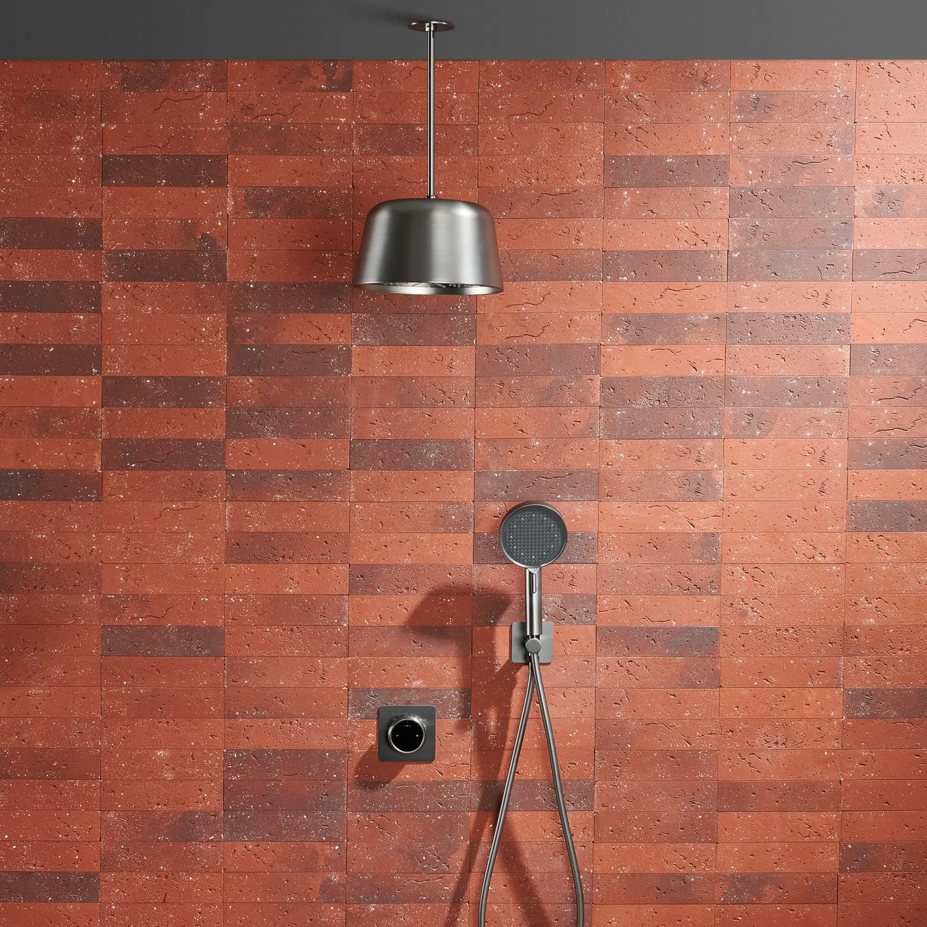 Creative Concealed Wall-Mounted Shower Set with LED Ceiling Rainfall Shower Head Single Handle Shower Faucet