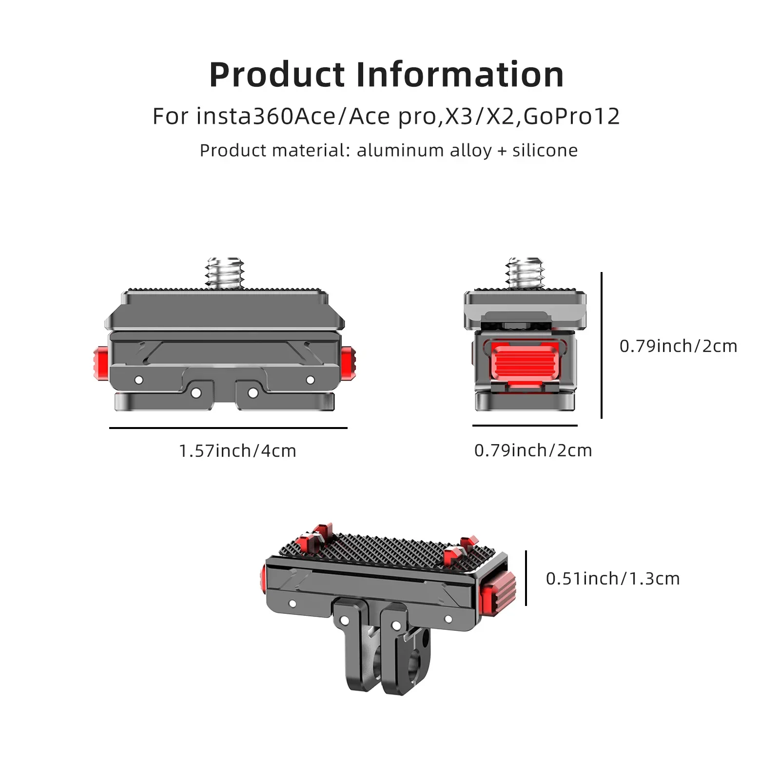 Magnetic Quick Release Adapter for Insta360 Ace/Ace Pro ONE X2 Gopro 12 11 10 Action Camera Tripod QR Adapter Mount Plate