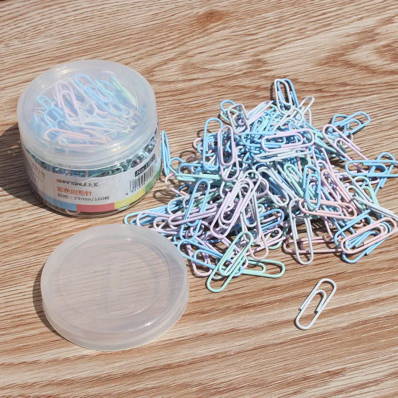

100pcs Morandi Color Tube Pack Paper Clips 28mm - Creative Metal Clips for Office Financial Binding & Organizing