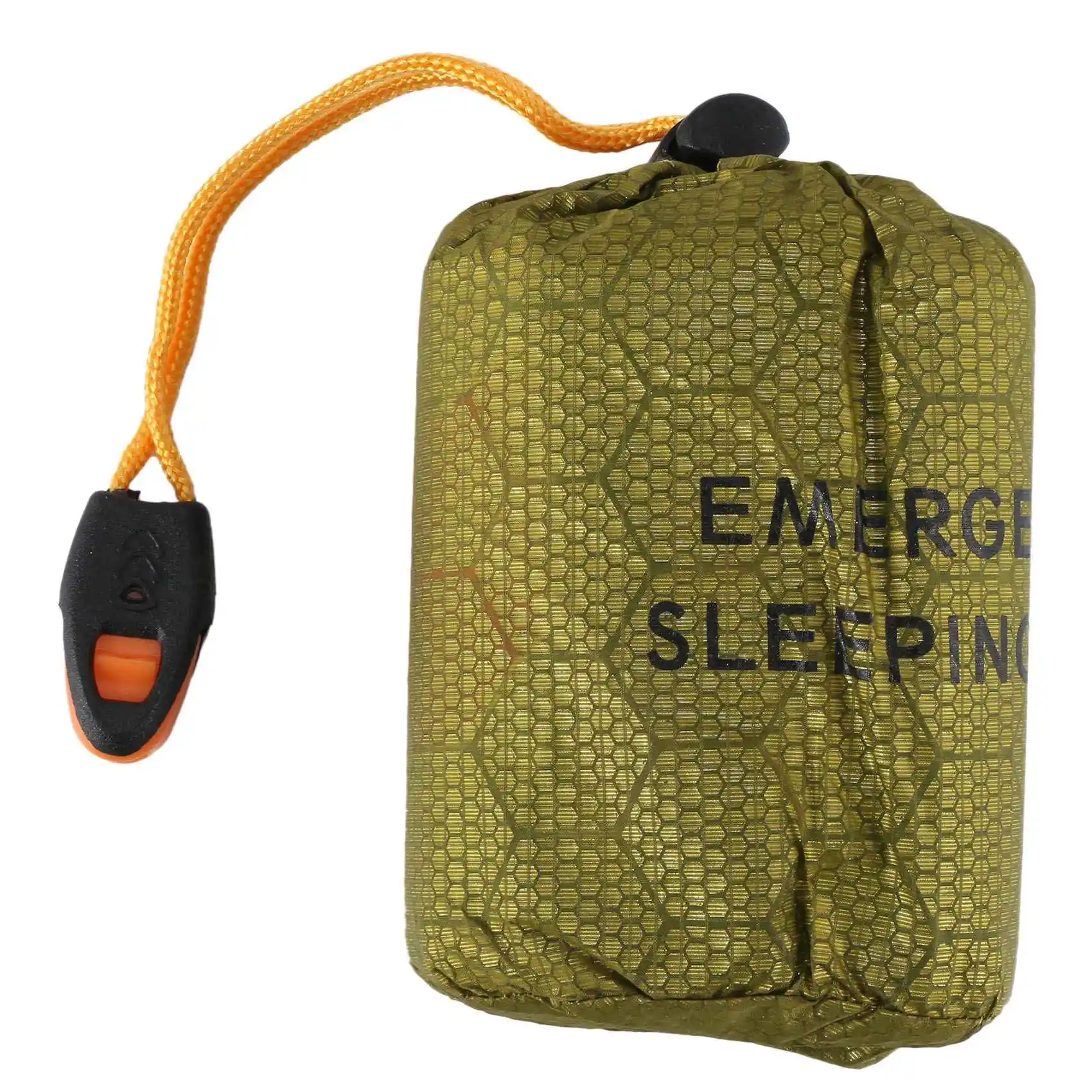 Emergency Sleeping Bag Bivy Sack with Whistle Outdoor Survival Sleeping Bag Thermal Blanket for Camping Backpacking