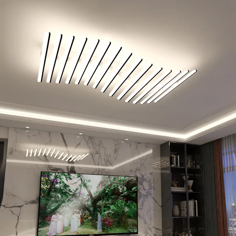 Modern LED Suitable for Living Room Pendant Lights With Remote Control Indoor Bedroom Office Lighting Long Strip Ceiling Lights