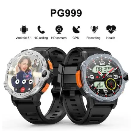 

Смарт-часы PG999 4G Android 8,1 OS мужские 1,54 дюйма GPS 16 Гб/64 ГБ 200 Вт + 800 Вт HD Двойная камера 4G SIM-карта Wi-Fi Видеозвонок Смарт-часы