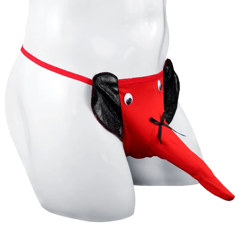 

Мужское нижнее белье с озорным слоном, длинная U-образная выпуклая сумка, стринги с низкой талией, забавное нижнее белье, стринги с Т-образной спинкой, увеличивающие выпуклость, трусы