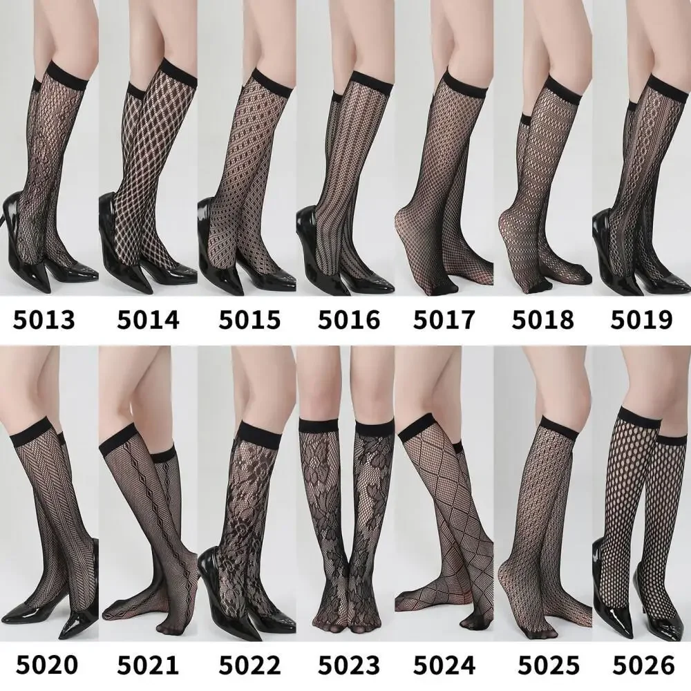 Dark Crew Net Stockings Spring Summer Chic Trendy Mid-Calf Hosiery Airy Comfy Bulk Pricing Black Mesh Socks Fashion Legwear