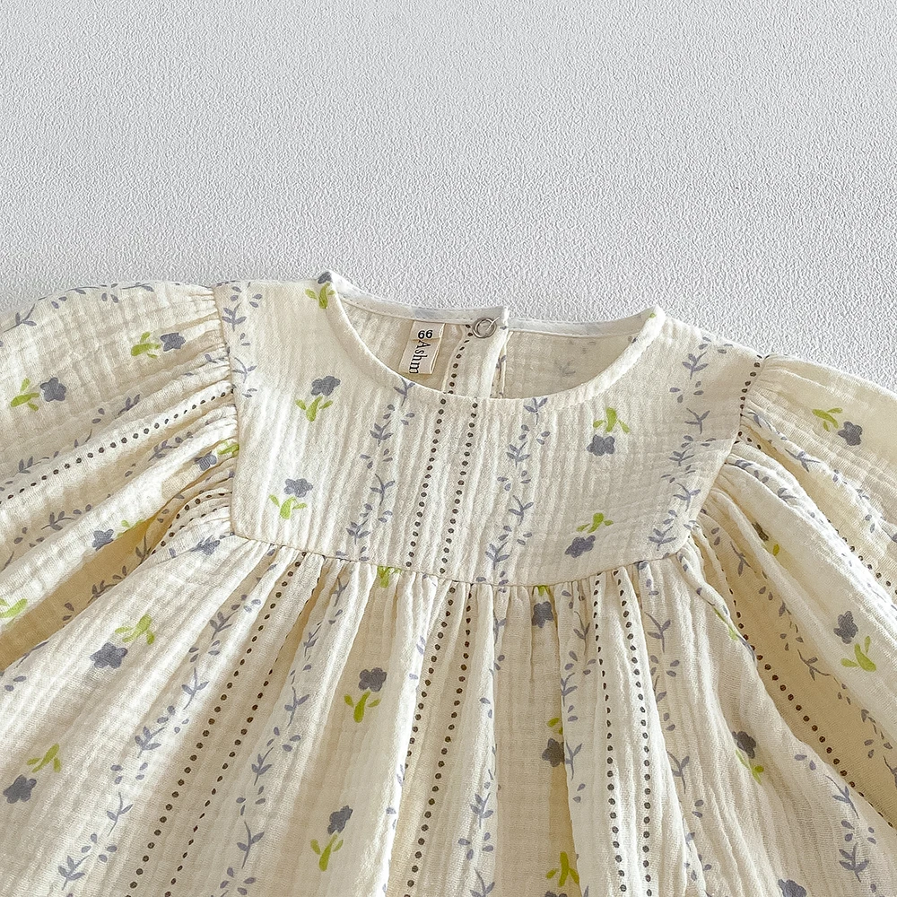 Baby Mädchen Baumwoll-Blumen-Kleidungssets Säugling Langarm-Blumenbluse+PP-Shorts 2-teilige Outfits für Kleinkinder Herbstanzüge – Detail 4