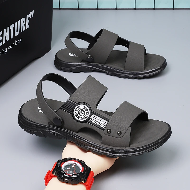 

Мужские летние сандалии, водонепроницаемые, противоскользящие, с мягкой подошвой, износостойкие пляжные туфли, высококачественные слипоны с толстой подошвой, материал ПВХ