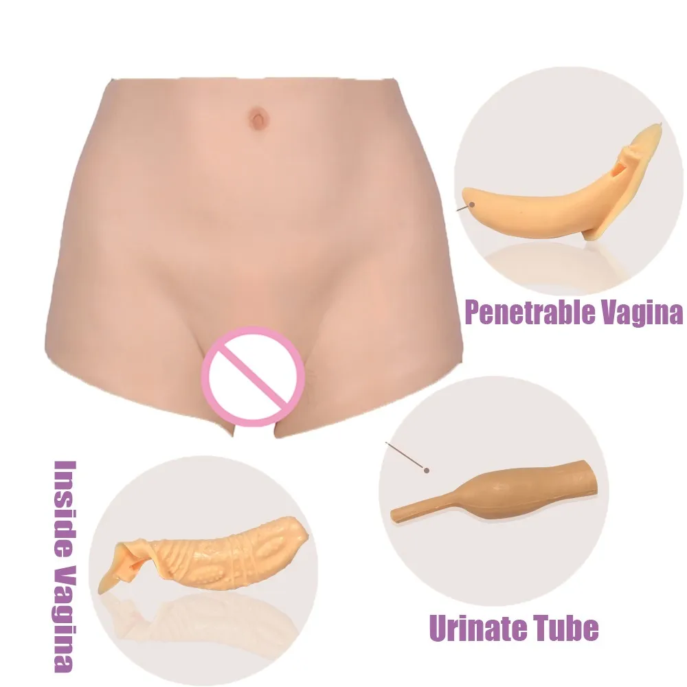 KnowU Shemale Vagina Silicone Panty Penetrable Fake Pussy with Urinate Tube Transgender Crossdrsser