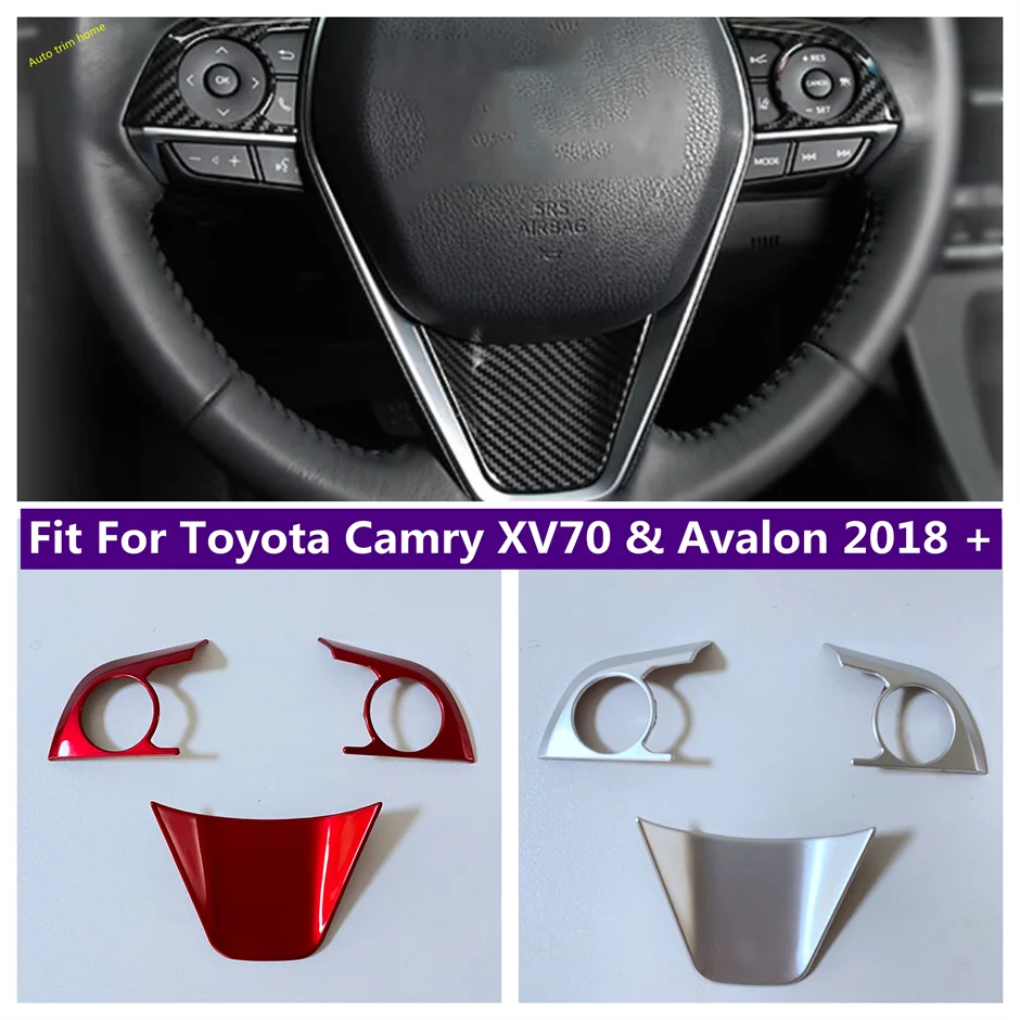 

Matte/Red/Carbon Fiber Look Steering Wheel Bottom Frame Cover Trim For Toyota Camry XV70 & Avalon 2018 - 2023 Car Accessories