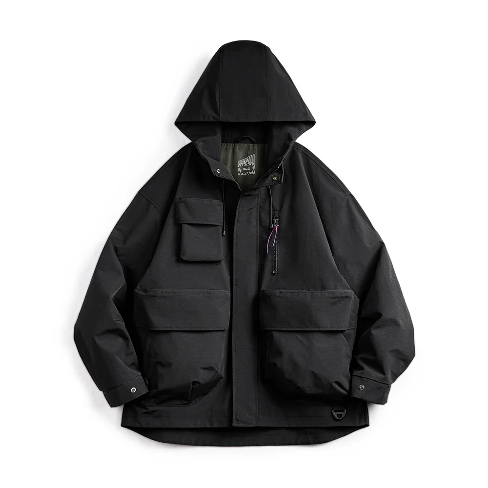 

American Casual Multi Pocket Hooded Jacket Outdoor Loose Sports Coat Men's Spring New Arrival