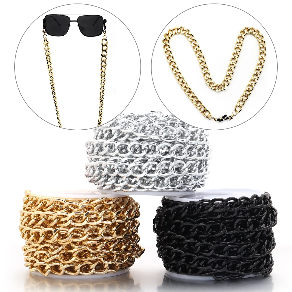 5Yards 12x8mm Twisted Aluminum Chains Extender Chain Bulk Chain For Jewelry Making DIY Bracelet Necklace Link Chain Accessories
